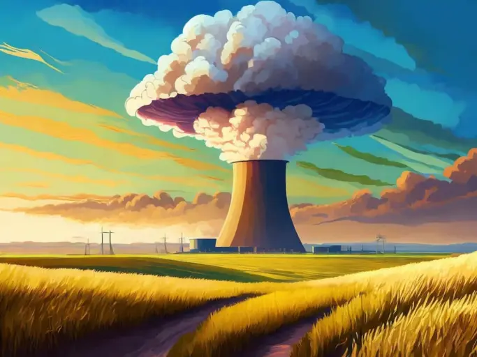 Firefly Atompilz aus Atomkraftwerk ueber einer steppe 27849