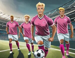 Firefly Deutsche Maenner Fussballmannschaft in rosafarbener Kleidung einschliesslich Schuhe 9460
