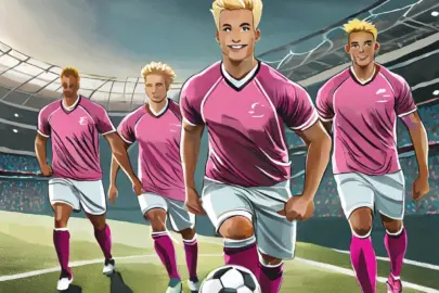 Firefly Deutsche Maenner Fussballmannschaft in rosafarbener Kleidung einschliesslich Schuhe 9460