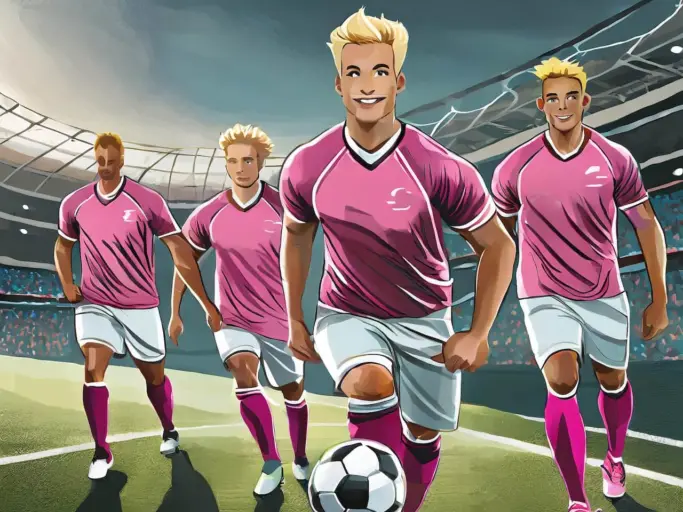 Firefly Deutsche Maenner Fussballmannschaft in rosafarbener Kleidung einschliesslich Schuhe 9460