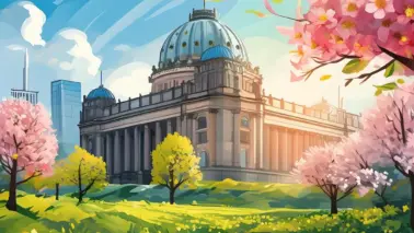 Firefly Deutscher Bundestag mit Kuppel und transparenter Ansicht im Frühling 56919