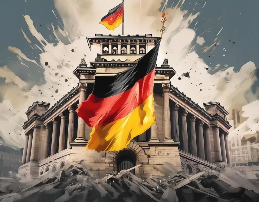 Firefly zerrissene deutsche flagge auf dem Reichstag 56136