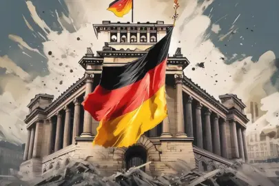 Firefly zerrissene deutsche flagge auf dem Reichstag 56136