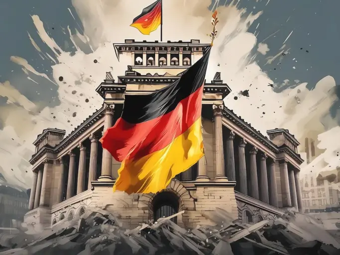 Firefly zerrissene deutsche flagge auf dem Reichstag 56136