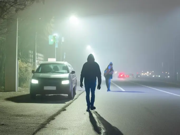 Firefly dunkle, unheimliche Atmossphäre in dunkler Straße einer Großstadt. Verdächtige Figuren beweg(9)