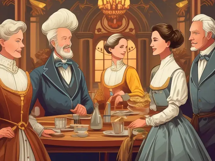 Firefly historische Gesellschaft (mehrere Personen) des 19. Jahrhunderts in einem luxioriösen Ambien(2)