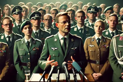 German Defense Minister Boris Pistorius giving a s resized