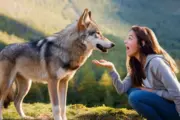 a captivating image of a wolf greeting a young wom GGag0ajPRra6Ec2cW6m1hA Bg7gGFUVRKyXRm6olWJ2Aw