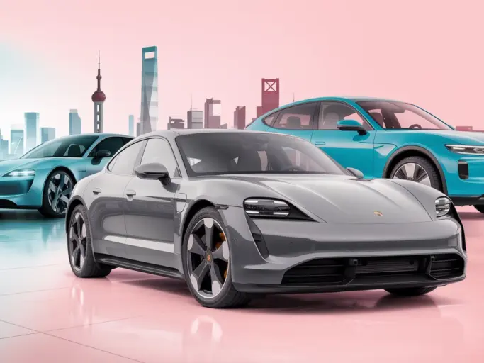 a high contrast image of two electric cars a porsc FtARXr2xSG6wMldNKgzjQg Y6XzzbvtQEinDuwJAu1HjA