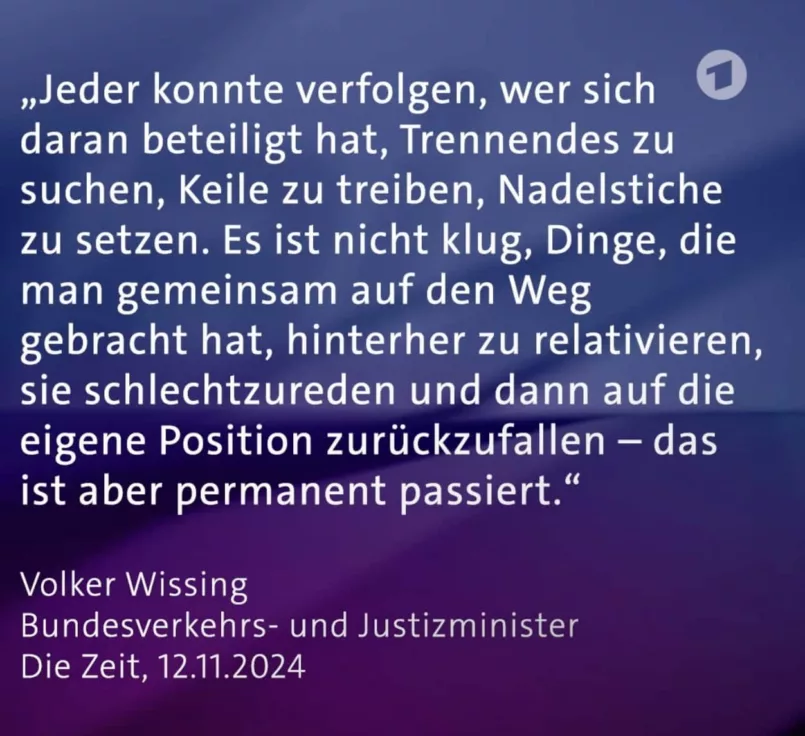 Aussage von Volker Wissing zur Lage der Koalition