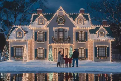 a kitsch scene of a house in the snow decorated wi F26acBiT56uWYDt1rQFIQ JkwbZnvgQ2WfbQLUItC6kw