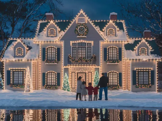 a kitsch scene of a house in the snow decorated wi F26acBiT56uWYDt1rQFIQ JkwbZnvgQ2WfbQLUItC6kw