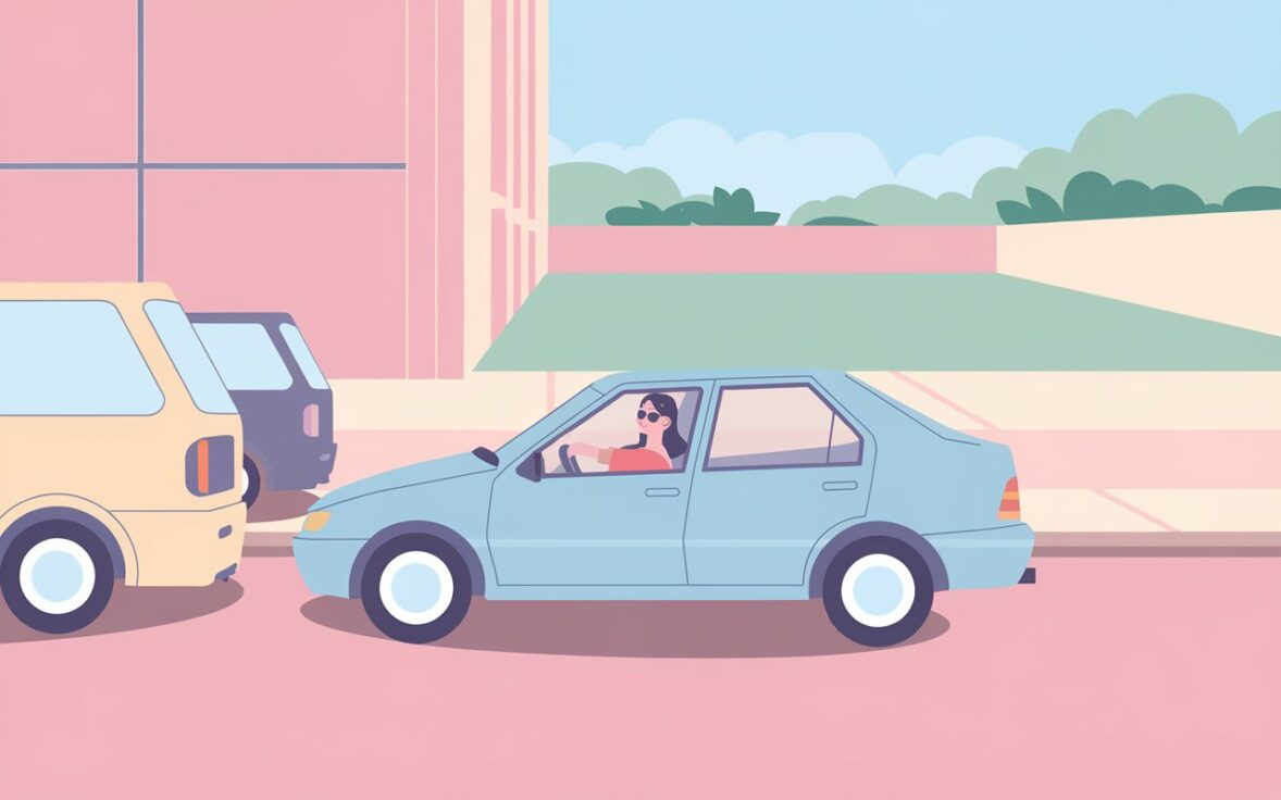 an illustration of a woman in a car reversing into nTxnenMhQMm m JB0bB03g URVkXh9UR OW8i A3x10ig