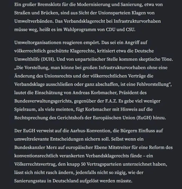 FAZ über Verbandsklagerecht