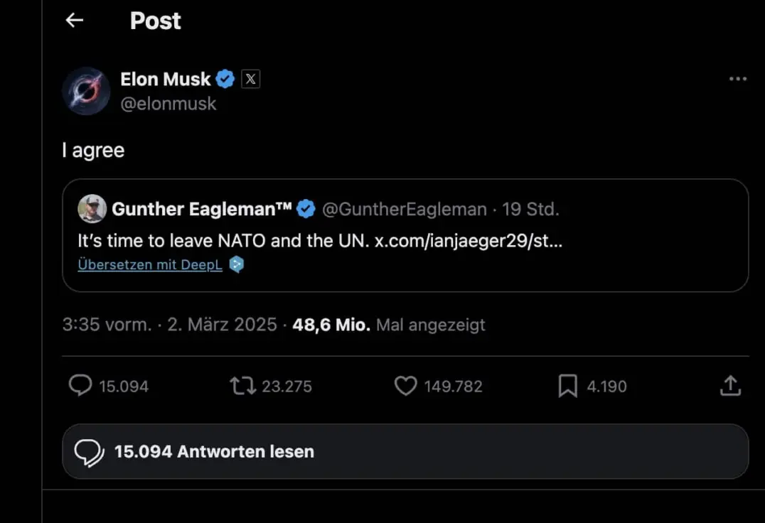 Tweet Musk UN Nato