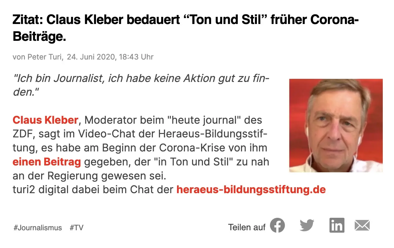 Angebliche Zitate (Claus Kleber sagte also etwas andres)