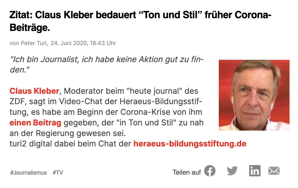 Angebliche Zitate (Claus Kleber sagte also etwas andres)