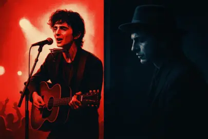 Chalamet als Dylan – Bühne in Rot Weiß trifft auf stillen Rückzug in Dunkelblau Kopie(1)