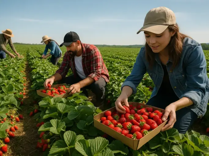 Erdbeeren Erntehelfer