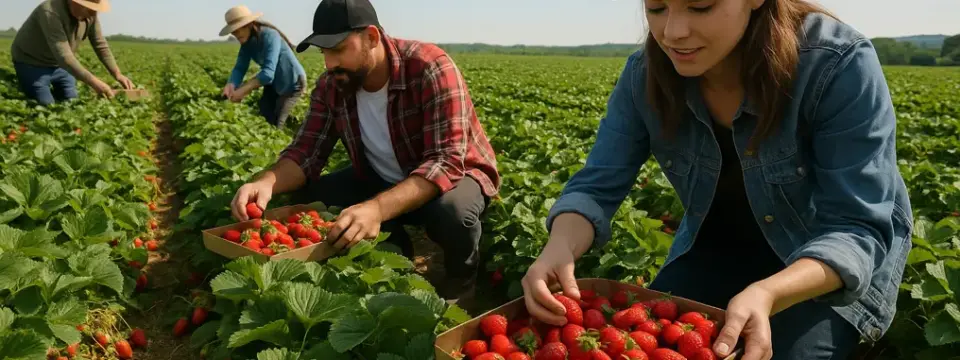 Erdbeeren Erntehelfer