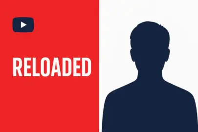 Zweigeteiltes Motiv mit YouTube Design links und anonymer Figur rechts in Blau