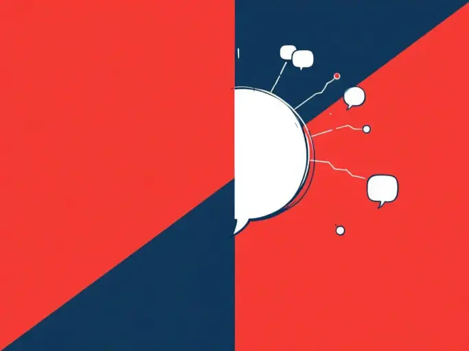 dialog rot weiss blau