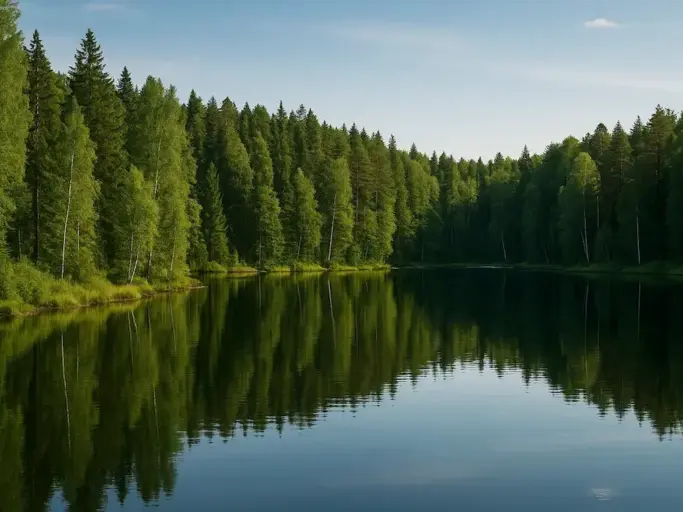Waldlandschaft mit See Kopie