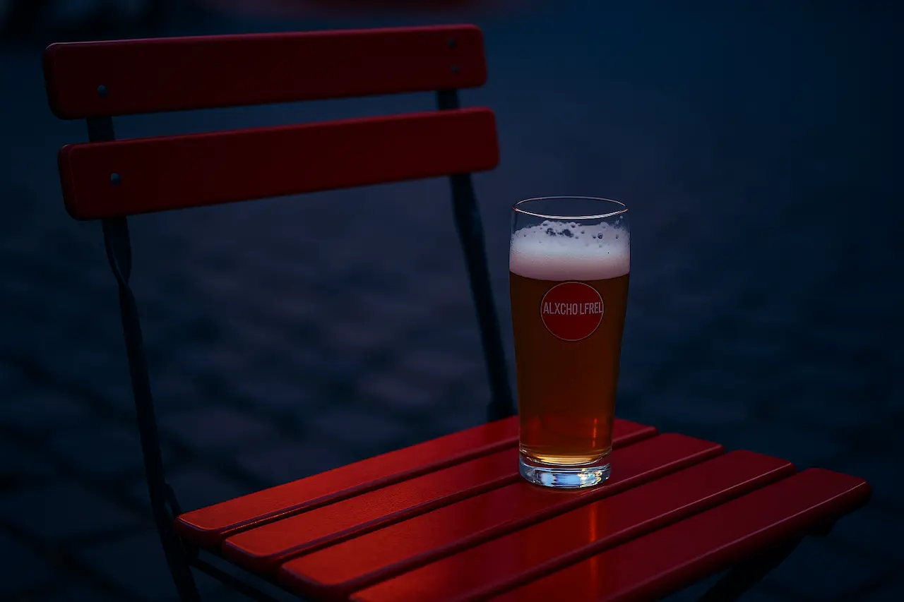 halbvolles glas alkoholfreies bier
