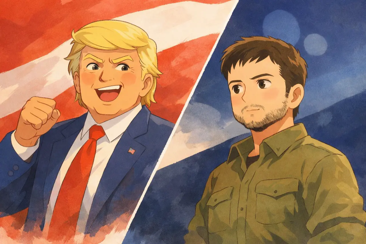 Der Mann im Oliv und der Mann im Scheinwerferlicht 1 selenskyj trump wuerde popularitaet
