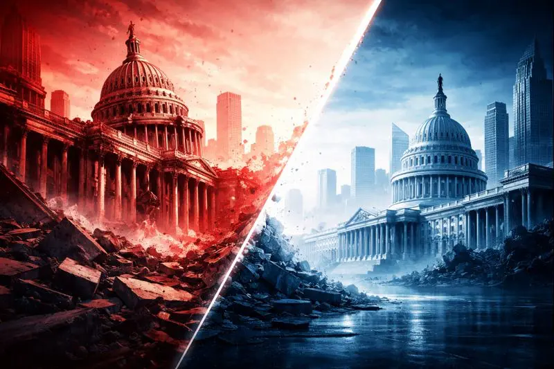 schild im schaufenster weltordnung