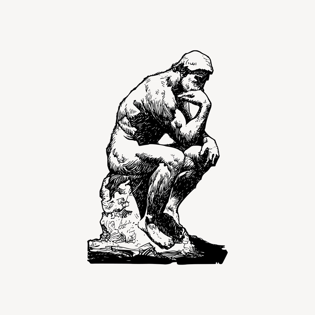 Thinking man statue drawing clipart Selberdenken