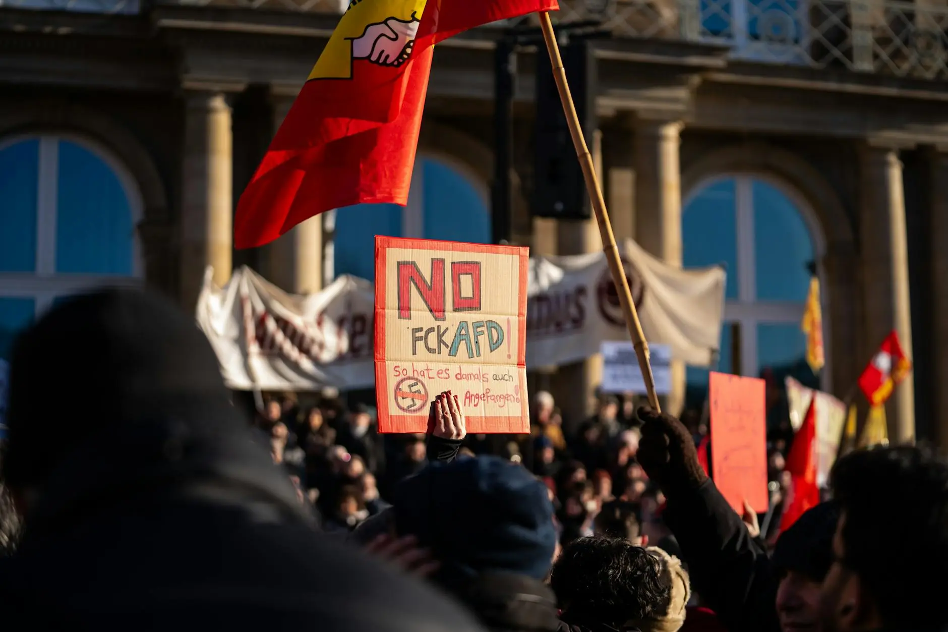 Keine Entschuldigung für AfD-Wähler*innen 1 crowd protesting on street