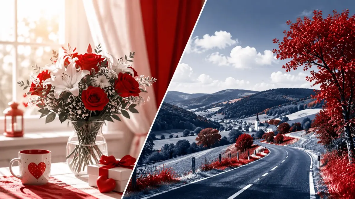 blumenstrauss und eifellandschaft hochzeitstag