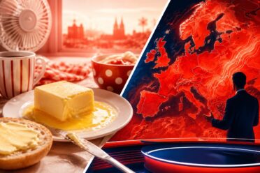 schmelzende butter rote wetterkarte klimakatastrophe